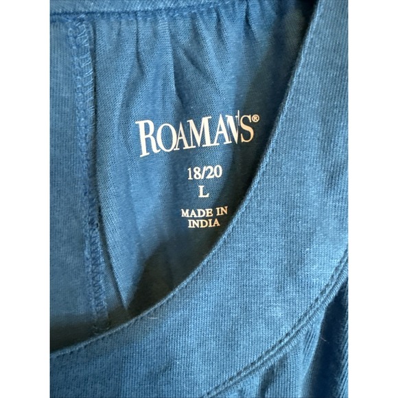 Roaman's Teal Embroidered Bell Sleeve Boho Tunic Blouse Size 18/20 L - Picture 3 of 13